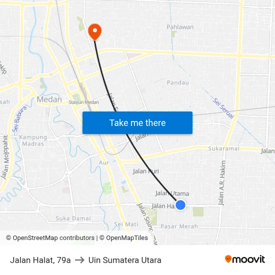 Jalan Halat, 79a to Uin Sumatera Utara map