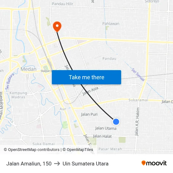 Jalan Amaliun, 150 to Uin Sumatera Utara map