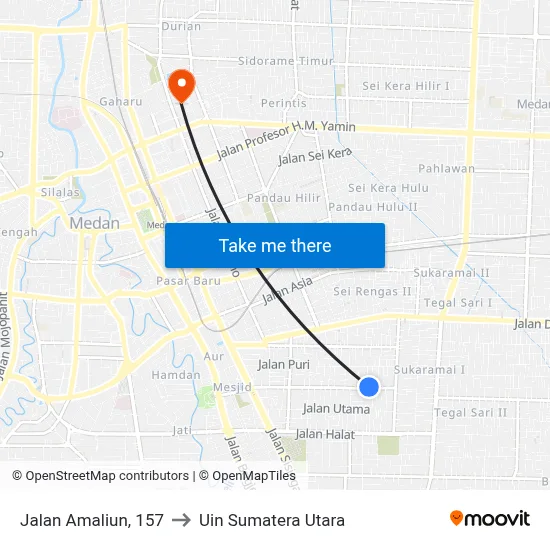 Jalan Amaliun, 157 to Uin Sumatera Utara map