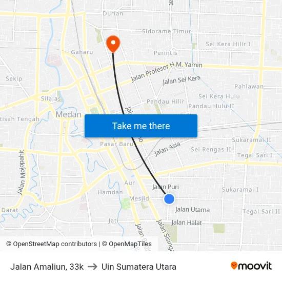 Jalan Amaliun, 33k to Uin Sumatera Utara map