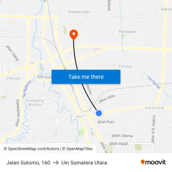 Jalan Sutomo, 160 to Uin Sumatera Utara map