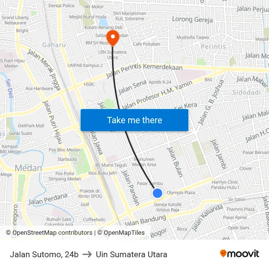 Jalan Sutomo, 24b to Uin Sumatera Utara map