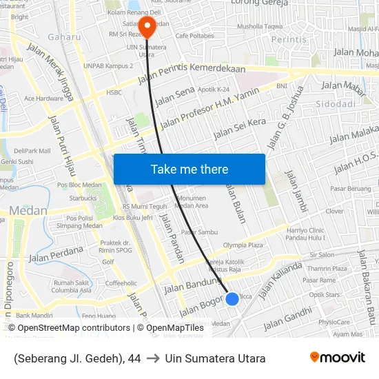 (Seberang Jl. Gedeh), 44 to Uin Sumatera Utara map