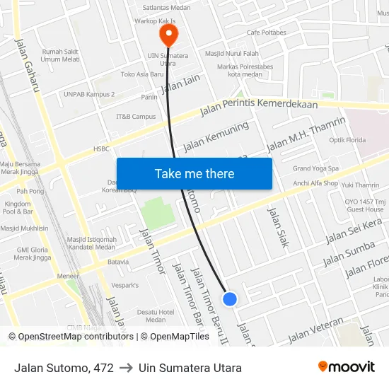 Jalan Sutomo, 472 to Uin Sumatera Utara map