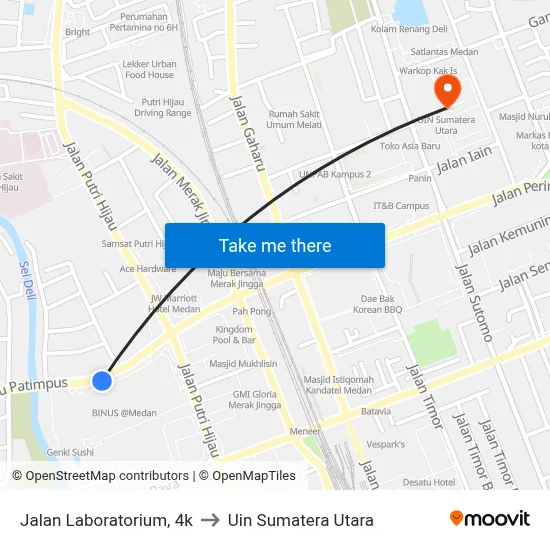 Jalan Laboratorium, 4k to Uin Sumatera Utara map