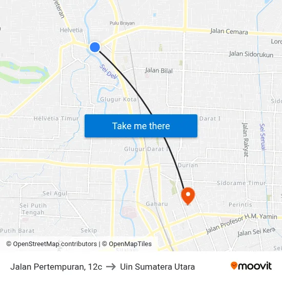 Jalan Pertempuran, 12c to Uin Sumatera Utara map