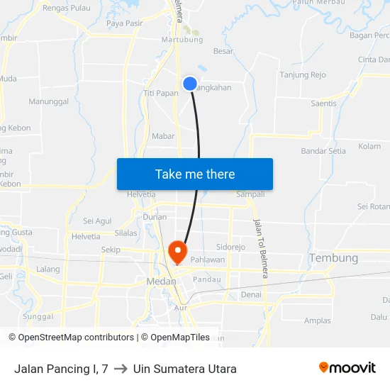 Jalan Pancing I, 7 to Uin Sumatera Utara map