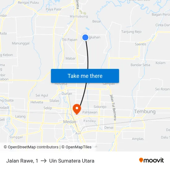 Jalan Rawe, 1 to Uin Sumatera Utara map