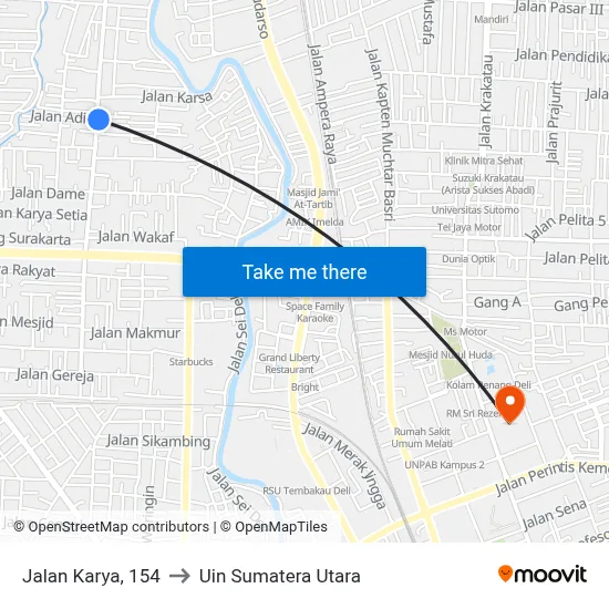 Jalan Karya, 154 to Uin Sumatera Utara map