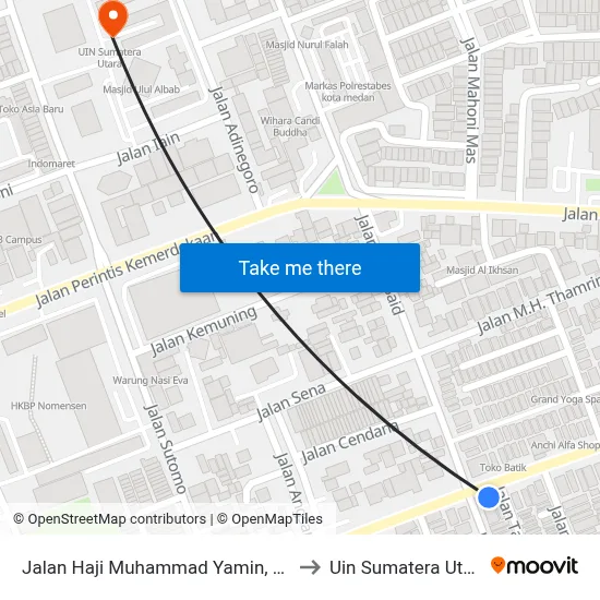 Jalan Haji Muhammad Yamin, 70e to Uin Sumatera Utara map