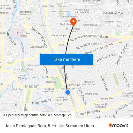 Jalan Perniagaan Baru, 8 to Uin Sumatera Utara map