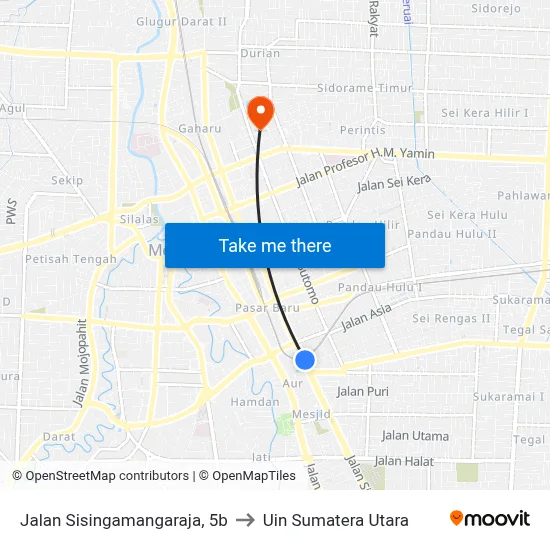 Jalan Sisingamangaraja, 5b to Uin Sumatera Utara map