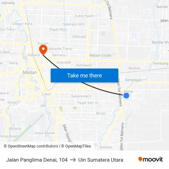 Jalan Panglima Denai, 104 to Uin Sumatera Utara map