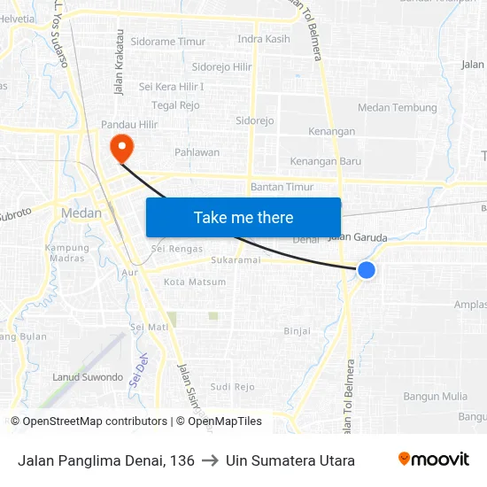 Jalan Panglima Denai, 136 to Uin Sumatera Utara map