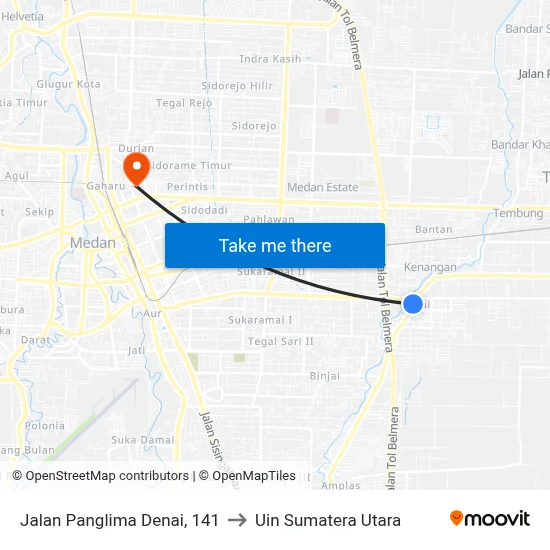 Jalan Panglima Denai, 141 to Uin Sumatera Utara map