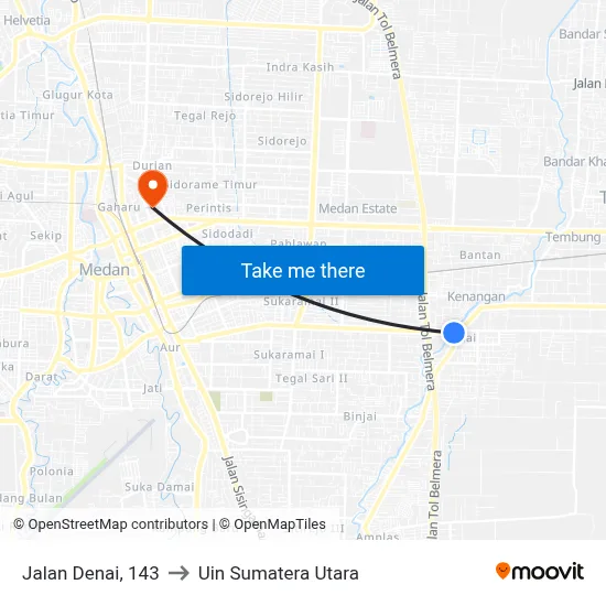 Jalan Denai, 143 to Uin Sumatera Utara map