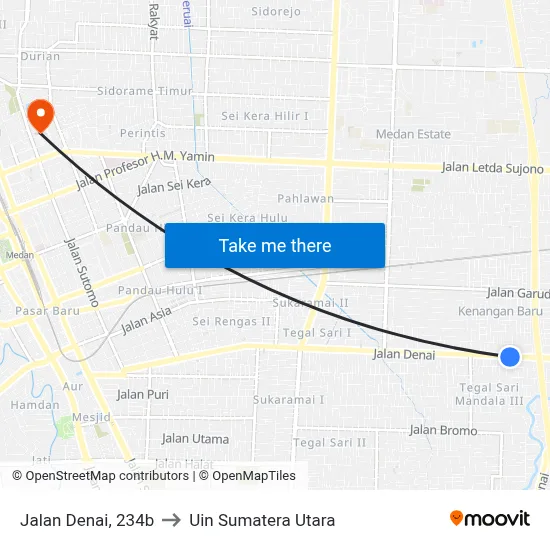 Jalan Denai, 234b to Uin Sumatera Utara map