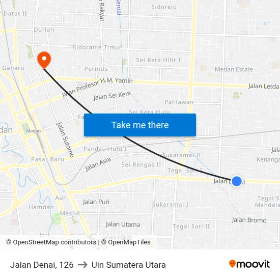 Jalan Denai, 126 to Uin Sumatera Utara map