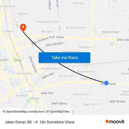 Jalan Denai, 86 to Uin Sumatera Utara map