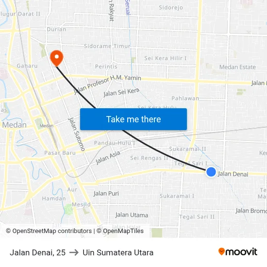 Jalan Denai, 25 to Uin Sumatera Utara map