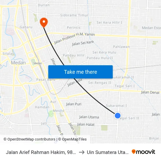 Jalan Arief Rahman Hakim, 98 A to Uin Sumatera Utara map