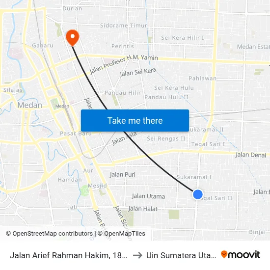 Jalan Arief Rahman Hakim, 189c to Uin Sumatera Utara map