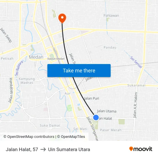 Jalan Halat, 57 to Uin Sumatera Utara map