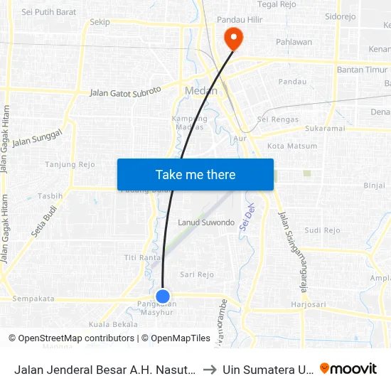 Jalan Jenderal Besar A.H. Nasution, 45 to Uin Sumatera Utara map
