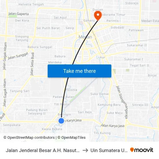 Jalan Jenderal Besar A.H. Nasution, 65 to Uin Sumatera Utara map