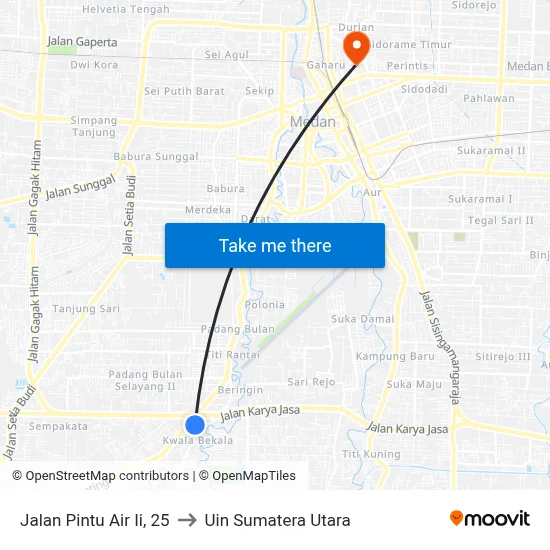 Jalan Pintu Air Ii, 25 to Uin Sumatera Utara map