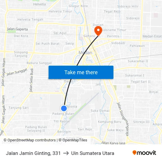 Jalan Jamin Ginting, 331 to Uin Sumatera Utara map