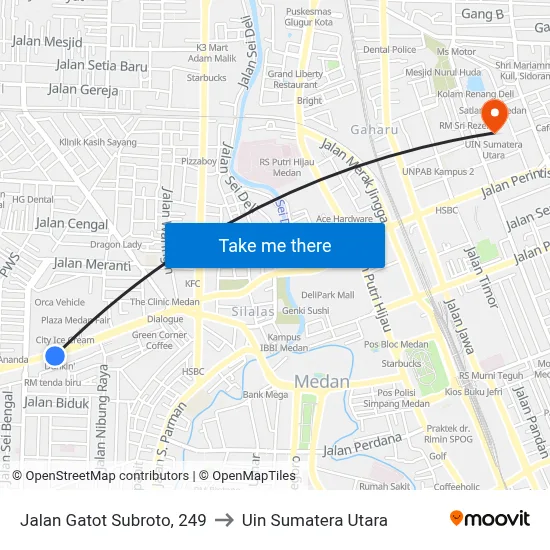Jalan Gatot Subroto, 249 to Uin Sumatera Utara map