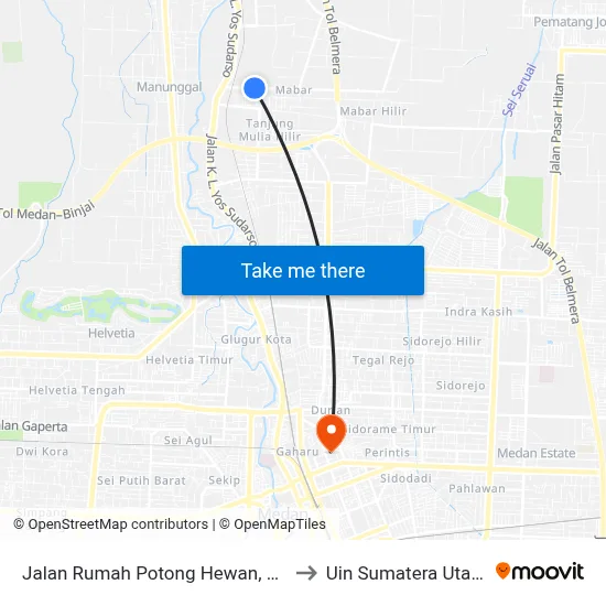 Jalan Rumah Potong Hewan, 15 to Uin Sumatera Utara map