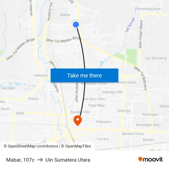 Mabar, 107c to Uin Sumatera Utara map