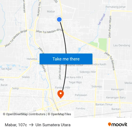 Mabar, 107c to Uin Sumatera Utara map
