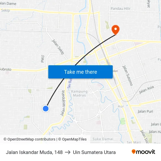 Jalan Iskandar Muda, 148 to Uin Sumatera Utara map