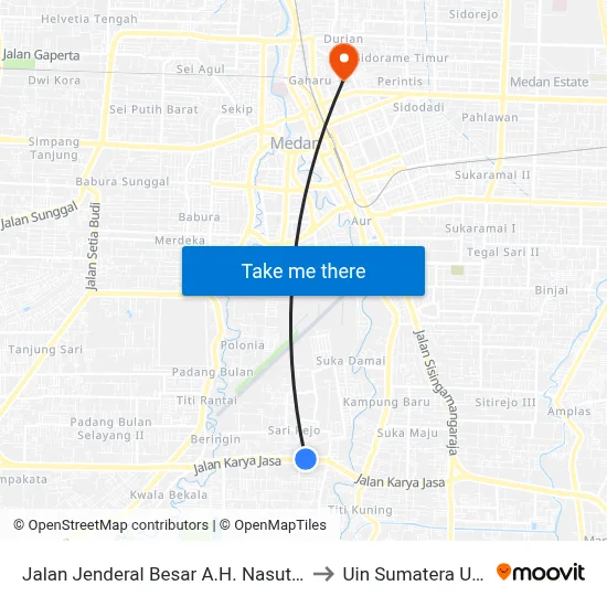 Jalan Jenderal Besar A.H. Nasution, 8 to Uin Sumatera Utara map