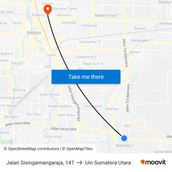 Jalan Sisingamangaraja, 147 to Uin Sumatera Utara map