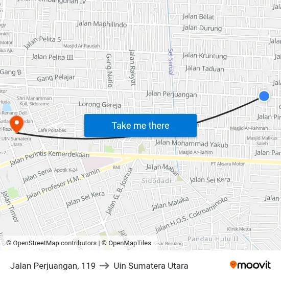 Jalan Perjuangan, 119 to Uin Sumatera Utara map