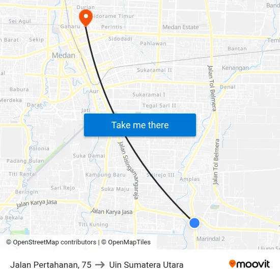 Jalan Pertahanan, 75 to Uin Sumatera Utara map