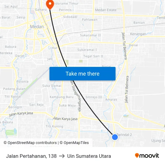 Jalan Pertahanan, 138 to Uin Sumatera Utara map