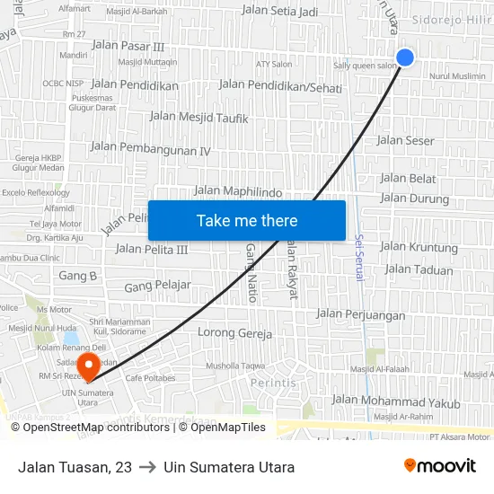 Jalan Tuasan, 23 to Uin Sumatera Utara map