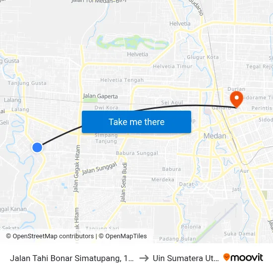 Jalan Tahi Bonar Simatupang, 131cc to Uin Sumatera Utara map