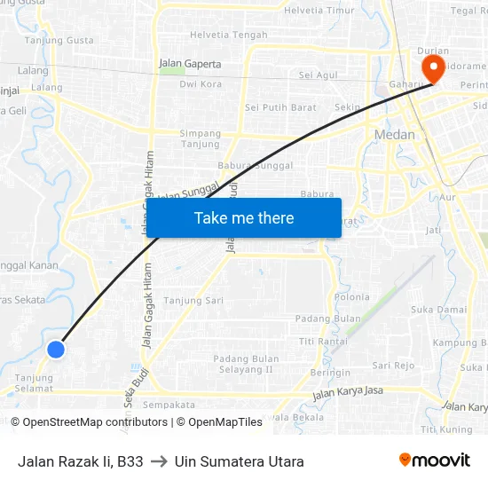 Jalan Razak Ii, B33 to Uin Sumatera Utara map