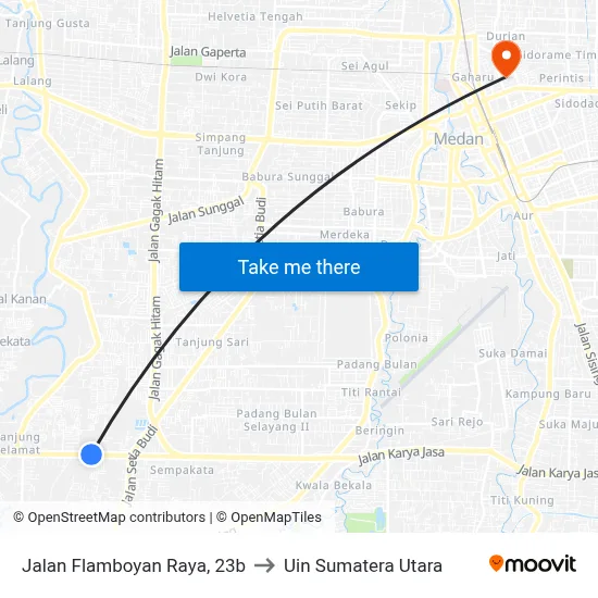 Jalan Flamboyan Raya, 23b to Uin Sumatera Utara map