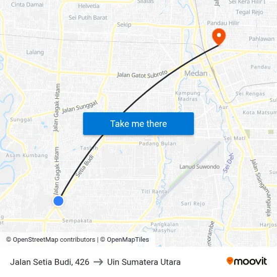 Jalan Setia Budi, 426 to Uin Sumatera Utara map