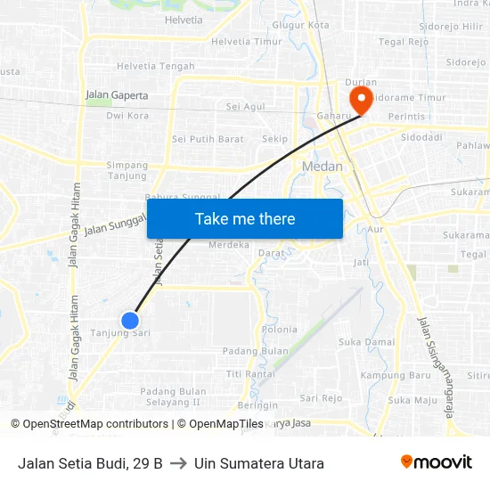 Jalan Setia Budi, 29 B to Uin Sumatera Utara map