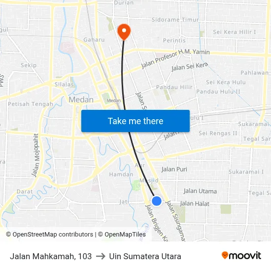 Jalan Mahkamah, 103 to Uin Sumatera Utara map