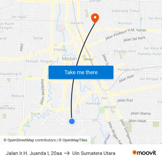 Jalan Ir.H. Juanda I, 20aa to Uin Sumatera Utara map