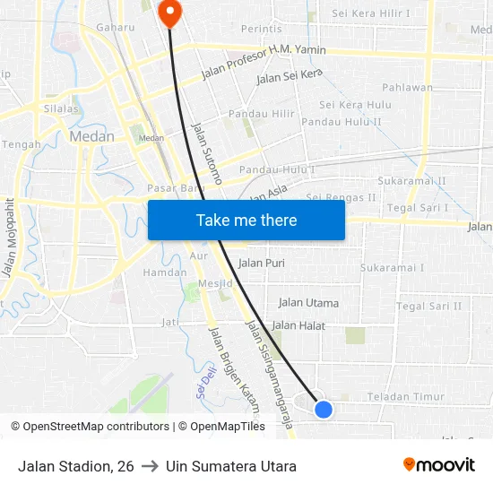 Jalan Stadion, 26 to Uin Sumatera Utara map